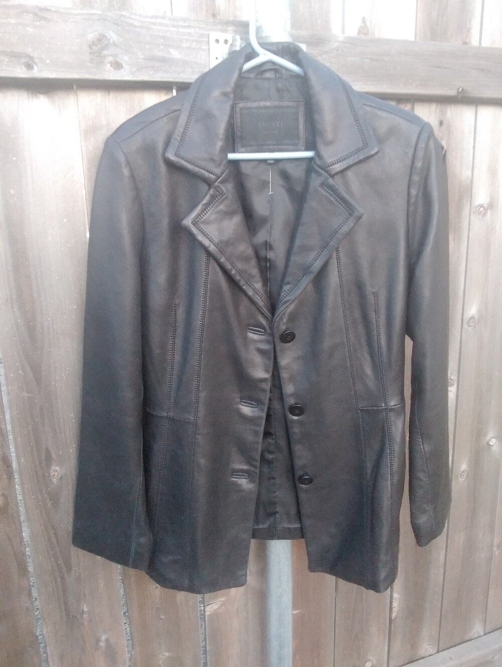 Avanti Black Leather Blazer Jacket Womens Large As Is